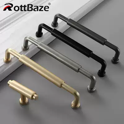 Solid copper color cabinet door handle Modern minimalist black Wardrobe handle Drawer cabinet Integral cabinet door handle Nordic style