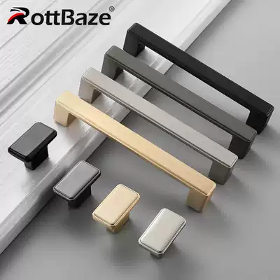 Nordic black cabinet door handle modern simple square single hole drawer cabinet whole cabinet cabinet door handle copper wire drawing