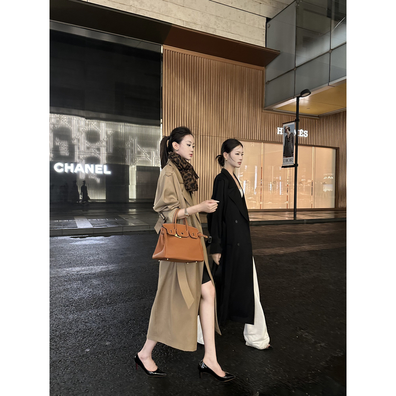 5Werkwen Women's Trench Coat Vintage Chic Lapel Slimming Coat Design Trench Coat Spring and Autumn Jacket 5Werkwen Women's Trench Coat Vintage Chic Lapel Slimming Coat Design Trench Coat Spring and Autumn Jacket