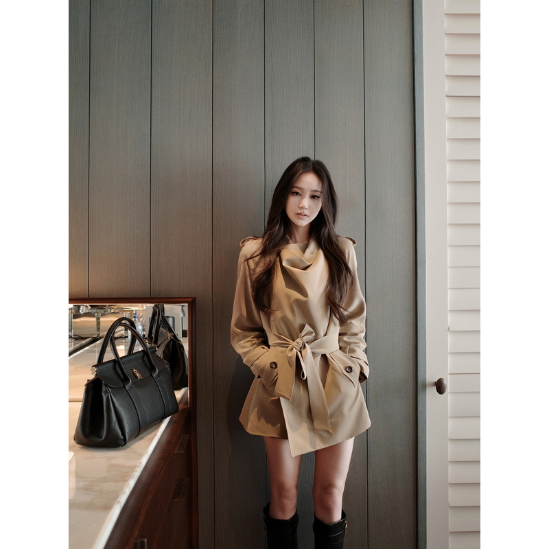 5Werkwen Main Line Series | Kitagawa Keiko 2.0 Vintage Trench Coat with Drape, Two-Way Wear, Asymmetrical Short Trench Coat