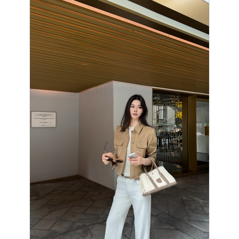 5Werkwen High-End Vintage Suede Jacket with New Colors, Retro Lapel, Regular Shoulder, Short Style Coat