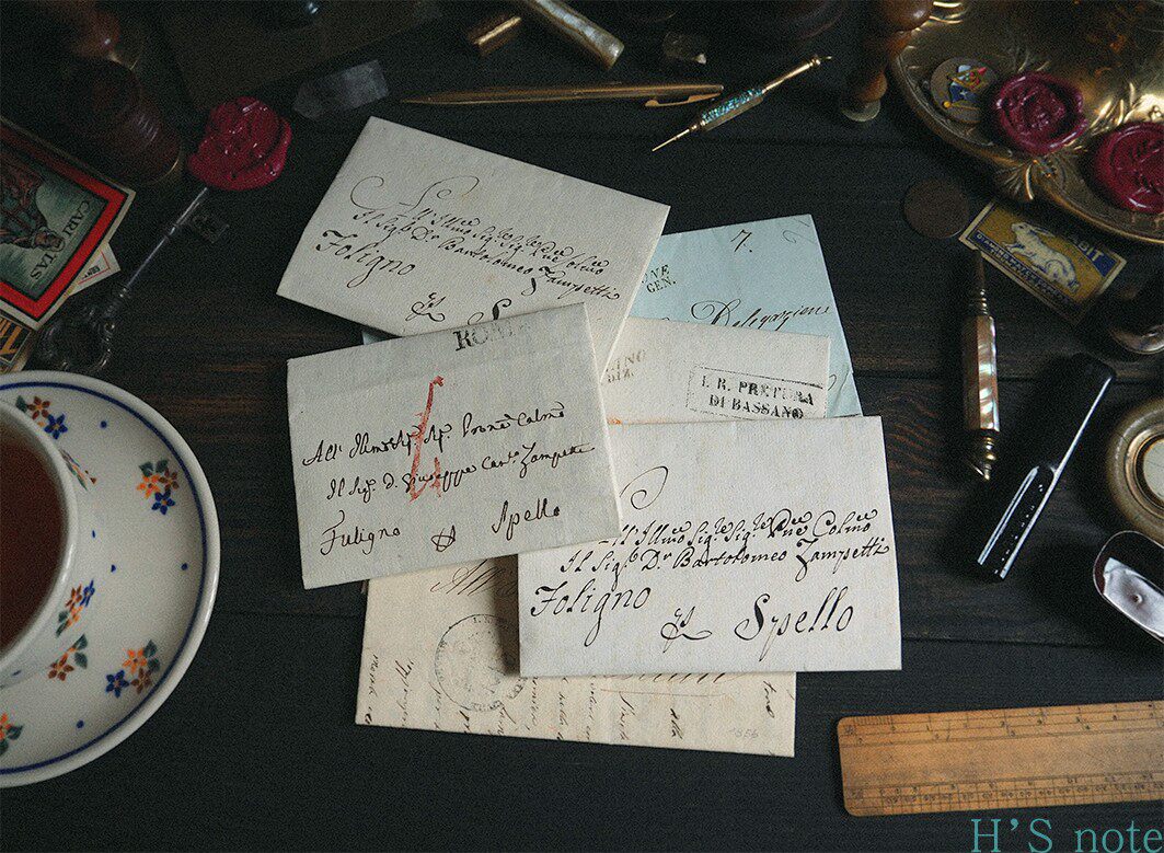 Italian prehistoric letter Western antique letter 19th century vintage junk journal