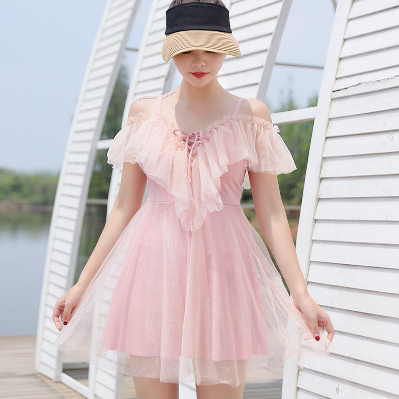 Swimsuit women's Korean ins net red fairy Fan 2020 new wave black spa cover with slim swimsuit sexy