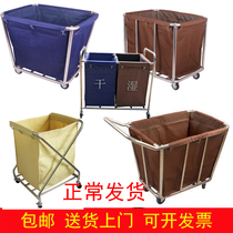 Cloth car hotel room service car laundry room Collection car dirty cloth grass recycling car cloth bag folding stainless steel thick