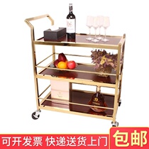 Restaurant small dining car Wine tea snacks cake cart hotel hot pot hand push dining car KTV dessert trolley