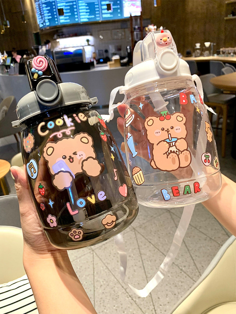 Large Belly Water Cup Children Super Belt Straw Special Large Belly Belly Woman Summer Net Red Double Drink Cup with baby bag portable