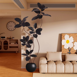 Artificial Green Plant Rubber Tree Black Diamond Indoor Living Room Potted Large Floor-Standing High-End Light Luxury Bionic Fake Plant Tree