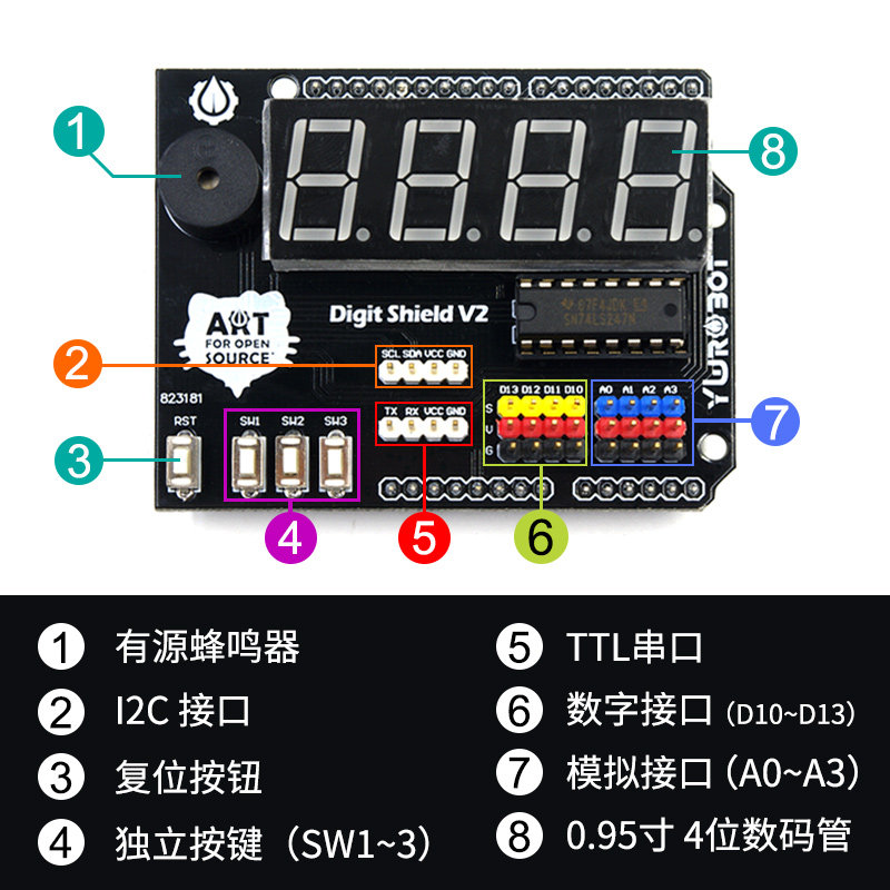 YwRobot Arduino DigitShield：点亮你的创意，玩转数码管显示新高度！-Arduino系列-淘宝好物网