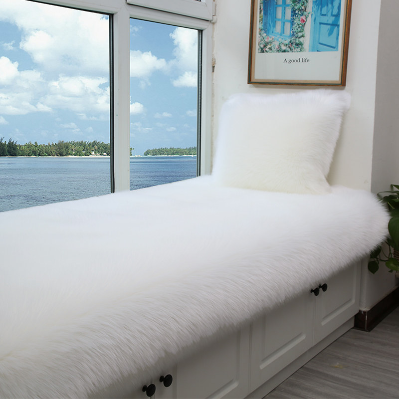 Thickened plush floating window cushion window sill pad white bedroom balcony cushion non wool set for all seasons universal cushion