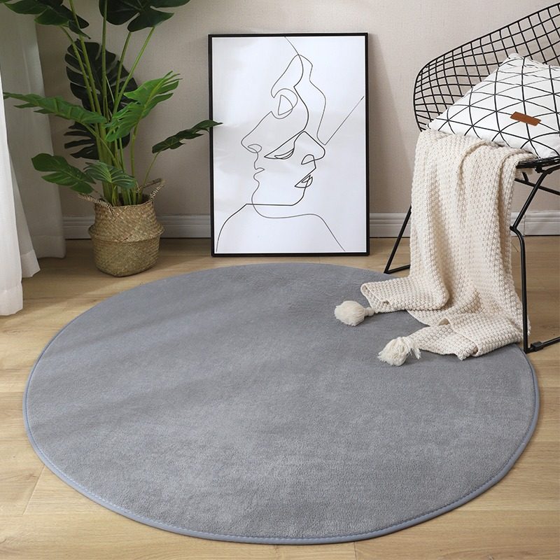 Minimalist round carpet tea table bedroom living room bedside hanging basket blanket home pure color computer chair ground mat customizable