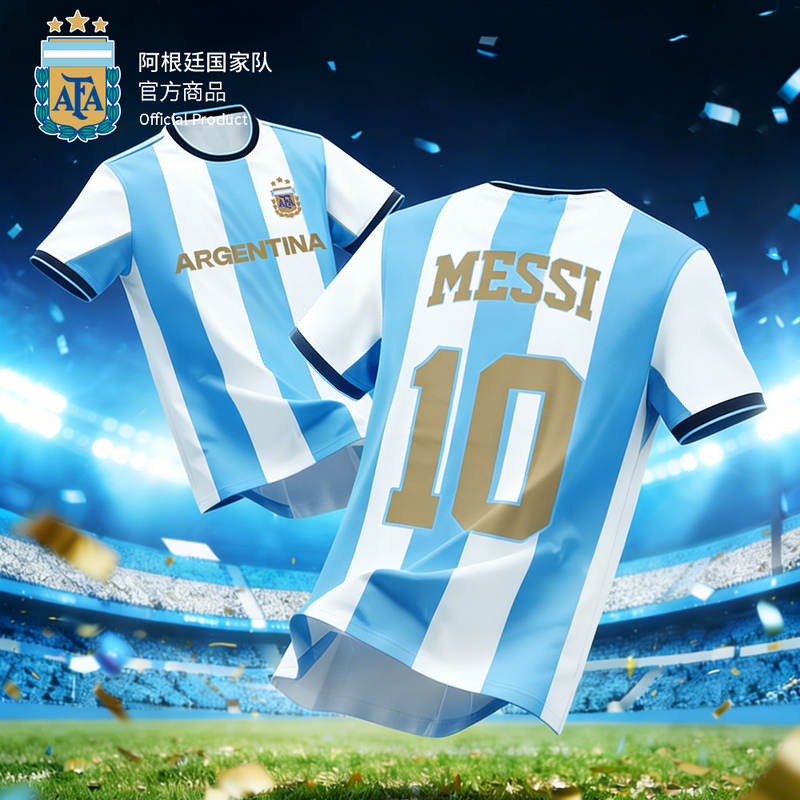 [Official Authentic Product] Argentina National Team |   Striped Printed Number T-Shirt Fan Cheering Uniform Short-Sleeved Messi
