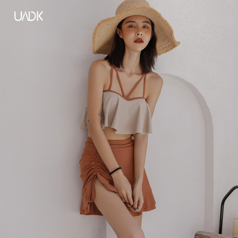 Swimsuit women's summer two style display slim cover three sets nets red with small breasts to woo conservative loose swimsuit women