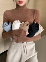 Base shirt Womens 2021 new autumn winter dress foreign style inside with gentle temperament high collar slim long sleeve T-shirt coat tide