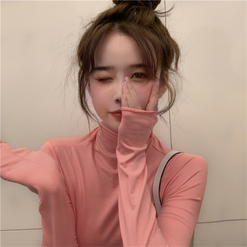 Half-height collars undershirt women's spring clothing 2022 new foreign Pirates Long sleeves T-Shirts with super-flawless and slim blouses