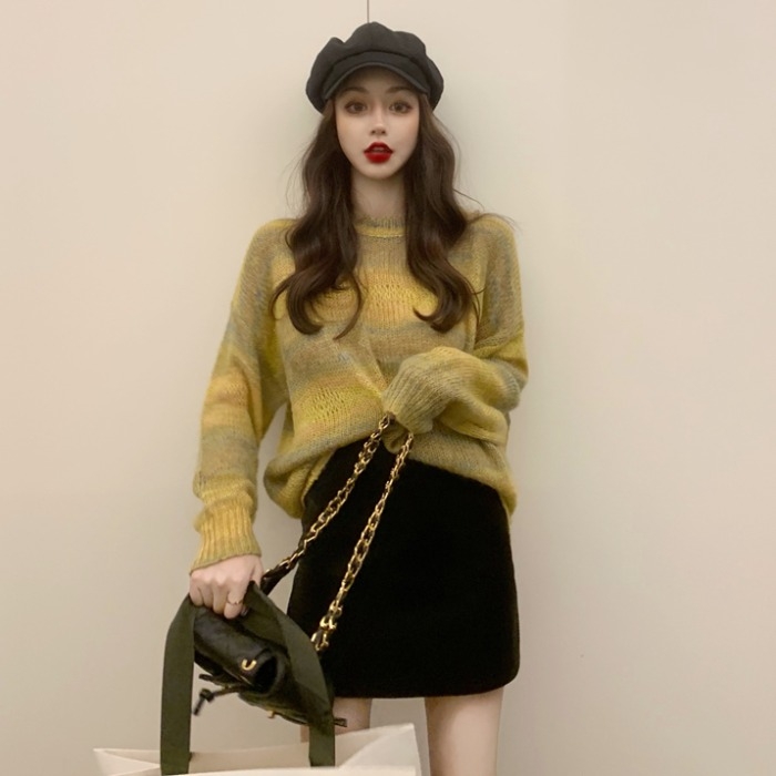 Lazy wind sweater in tide and autumn 2022 new hundred and loose outer wearing a pie tops knitted shirt