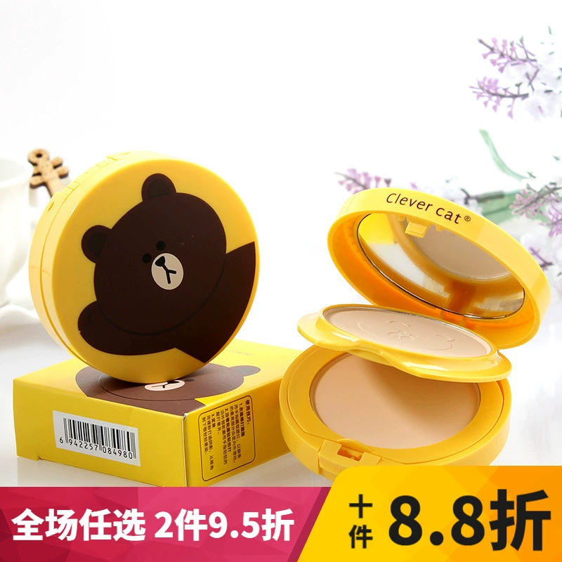 Phấn nền chính hãng Clever cat hai lớp phấn nền hai lớp kiềm dầu nhẹ nhàng và tinh tế 18g - Bột nén