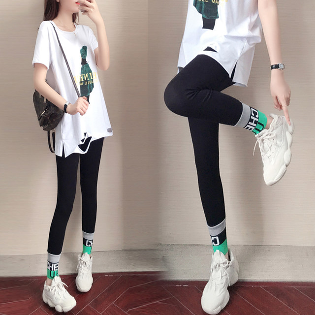 Leggings Black Magic Leggings ແມ່ຍິງໃສ່ເສື້ອນອກຜ້າຝ້າຍບໍລິສຸດ 2024 Summer ໃຫມ່ slimming ຕີນຂະຫນາດນ້ອຍ Pants trendy ສໍາລັບນັກສຶກສາຍິງ