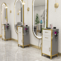 Hairdressing shop stainless steel barber shop tool cabinet hair salon special storage rack multi-function mirror table small cabinet tool table