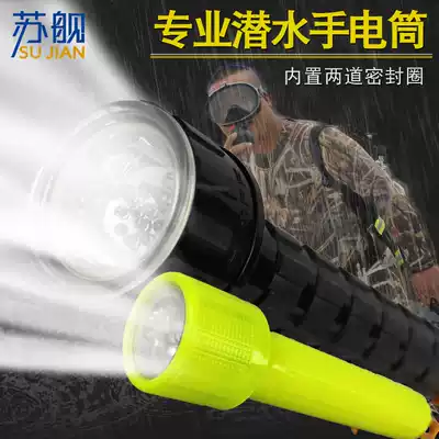 Su ship professional strong waterproof deep diving underwater 12 beads LED super bright light flashlight fishing catch fish dual purpose