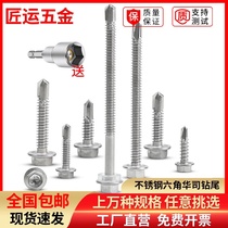 Hexagon drill tail 410 stainless steel screw Color steel tile self-tapping drill screw dovetail screw 4 2M5 5M6 3