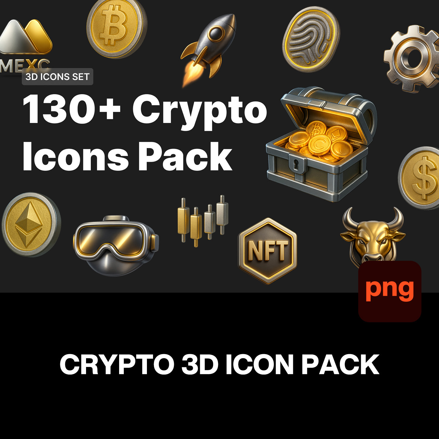 132款3D立体数字金融财务加密货币区块链钱包图标png免抠图片素材
