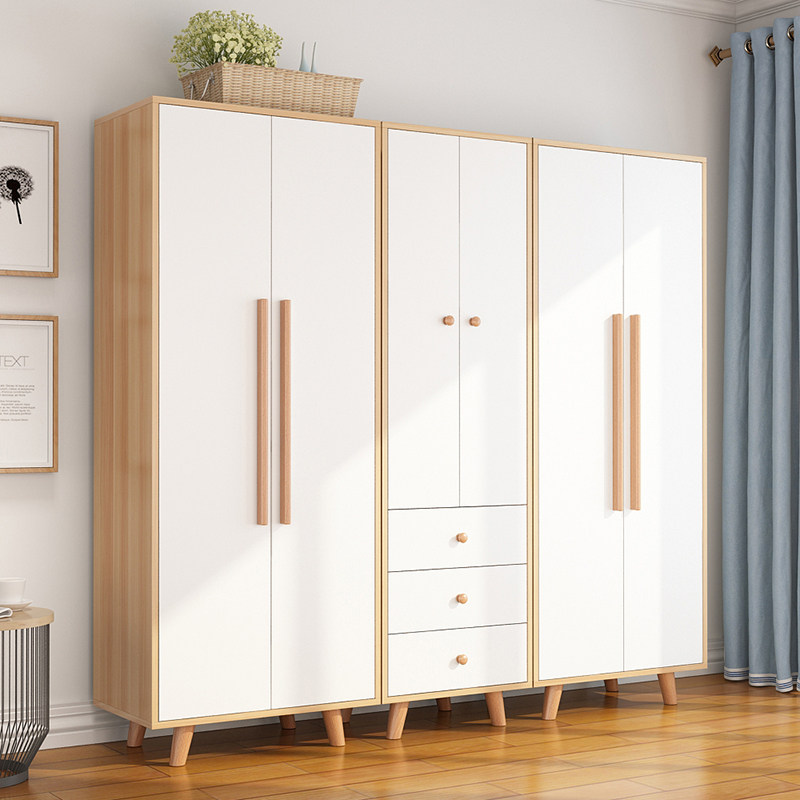 Wardrobe solid wood modern minimalist children's storage cabinet rental room with bedroom cabinet small family custom simple closet