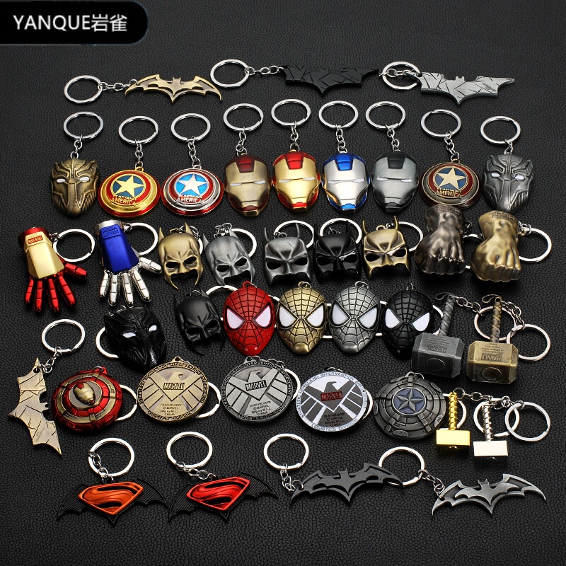Avengers 4 Keychain Pendant Marvel Iron Man Figure Thor's Hammer Captain America Shield Gift