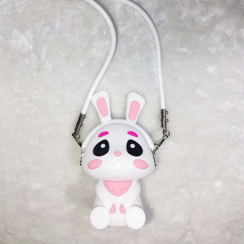 Cute Rabbit Coin Purse Korea Key Case Cartoon Coin Purse Headphone Cord Storage Bag with Messenger Cord
