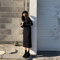 Autumn with coat long skirt knitted long-sleeved bottoming dress with female autumn and winter long sweater skirt over the knee