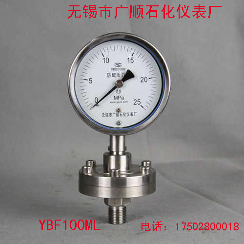 Wuxi Municipal Guangshun Petrochemical meter plant YBF100ML full stainless steel diaphragm pressure meter M20 * 1 5 thread