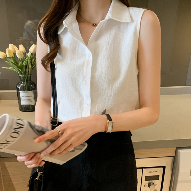 Chiffon Shirt for Women, Spring 2026 New Style, Suitable for Wearing under a Suit, as a Base Layer, or as an Outer Sleeveless Top, White Shirt