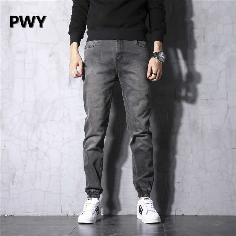 Tide brand 2021 autumn and winter New elastic trend casual toe jeans men's slim straight tube Korean narrow tube leggings