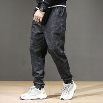 Tide brand spring autumn stretch small feet jeans men loose size fat Hareen pants trend Joker leg pants