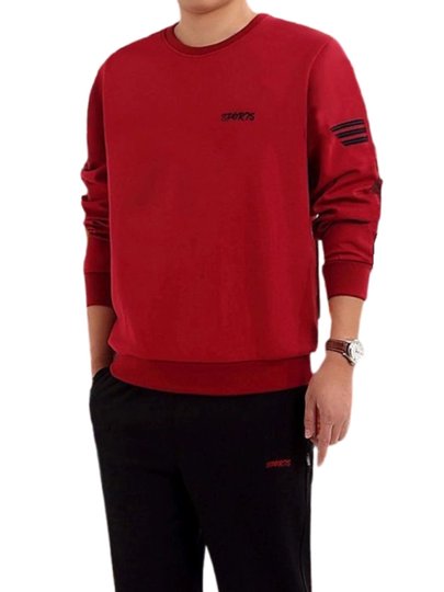 Traje deportivo informal de marca de moda para hombre, sudadera y pantalones de chándal holgados con cuello redondo de otoño e invierno, además de conjunto de dos piezas de negocios de terciopelo y engrosado