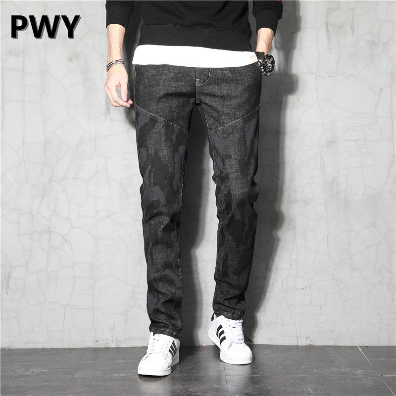 Tide Card 2023 Spring Autumn New Trend Jeans Men's Body Straight Cylinder Small Leggings Pants Han Edition Elastic Casual Long Pants-Taobao