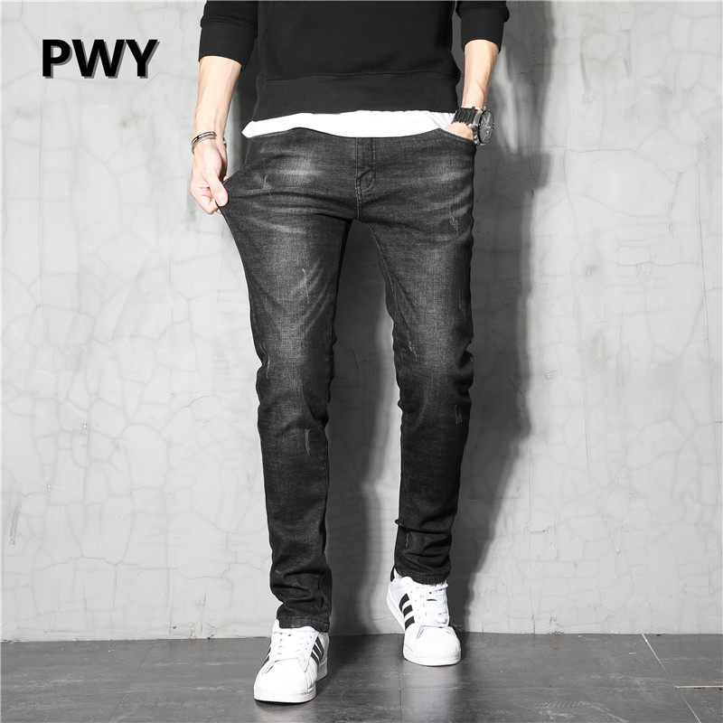 Tide Cards 2022 Autumn Winter Jeans Male Korean version Repaired Straight Cylinder Small Foot Elastic Casual Trend Plus Suede Long Pants