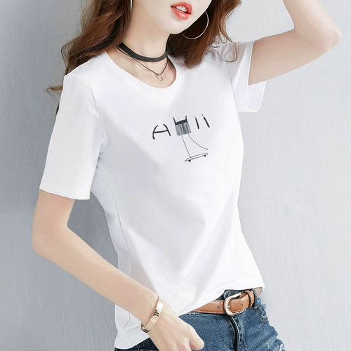 Tide, белая летняя хлопковая тонкая футболка, 2025 года, оверсайз