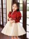 Chinese Style Girls' Evening Dress Hostess Little Girl Piano Performance Dress Red Birthday Children's Princess Dress Autumn and Winter