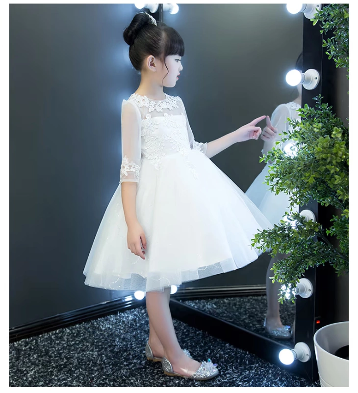 Váy bé gái váy cưới váy hoa tuyết váy hoa cô gái piano trang phục nhỏ chủ nhà buổi tối - Váy trẻ em đầm trẻ em cao cấp