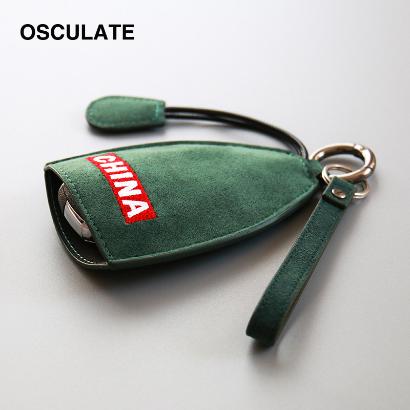 Alcantara flip fur key storage bag Female creative multi-function mini car with leather personality retro male