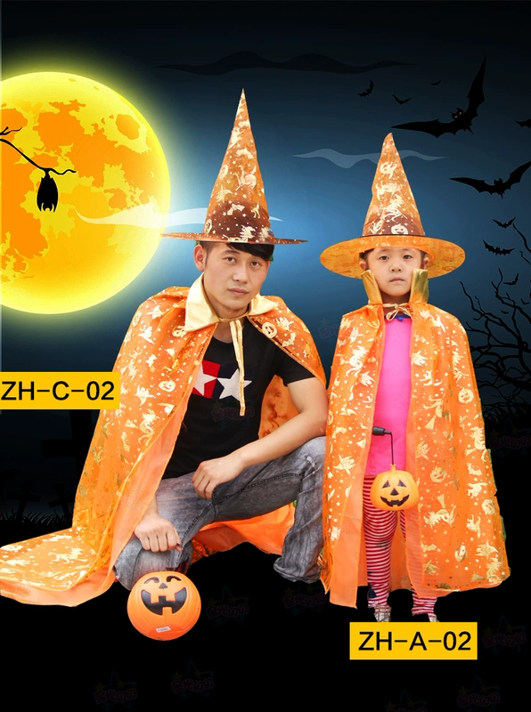 Trang phục Halloween nam nữ, áo choàng, áo choàng, trang phục múa COS phù thủy, trang phục bí ngô, trang phục phù thủy