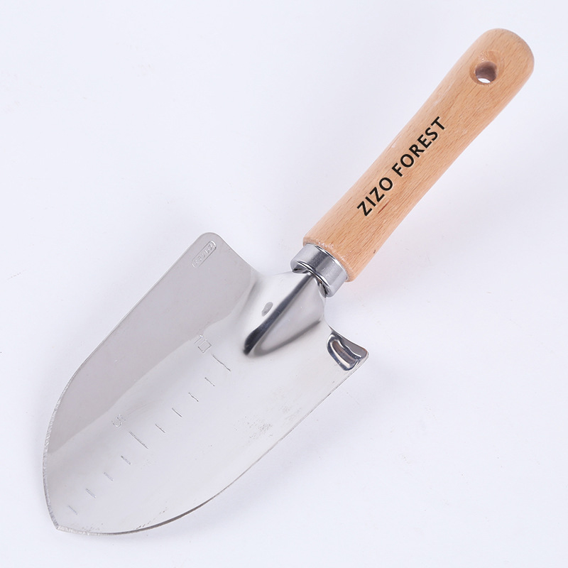 Stainless steel wooden handle Gardening tools Weeding planting pot change digging hand shovel Planting vegetable planting tools Sea shovel shovel