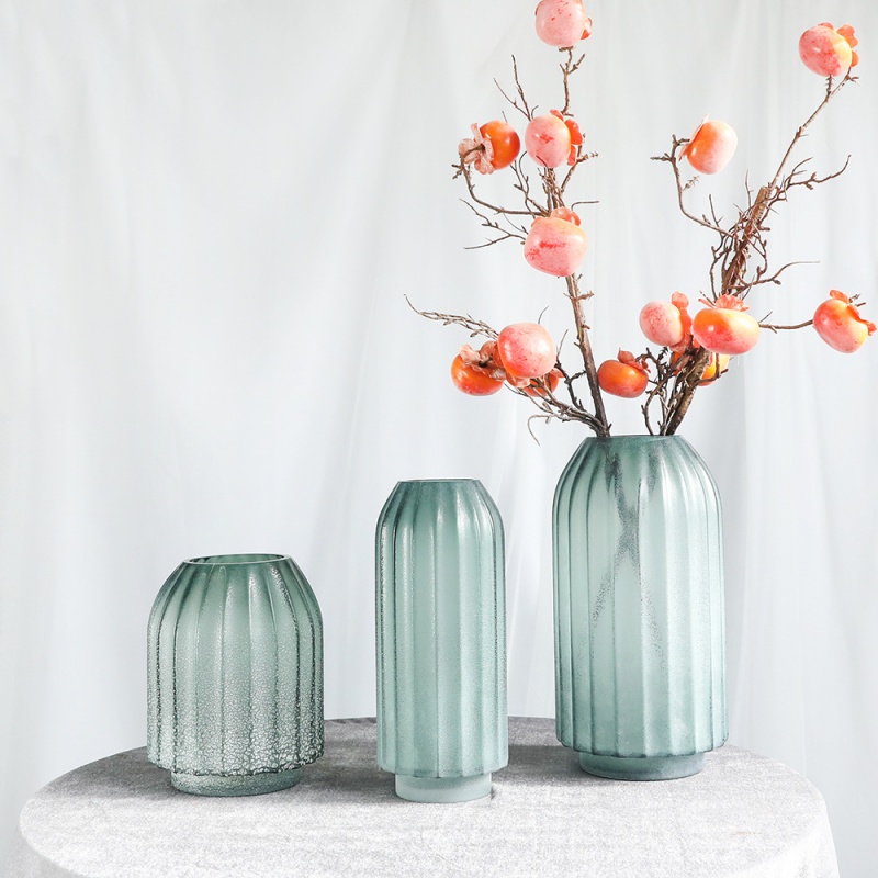 Nordic light luxury wind ins simple wind Frosted glass vase rich bamboo flowers European style home decoration