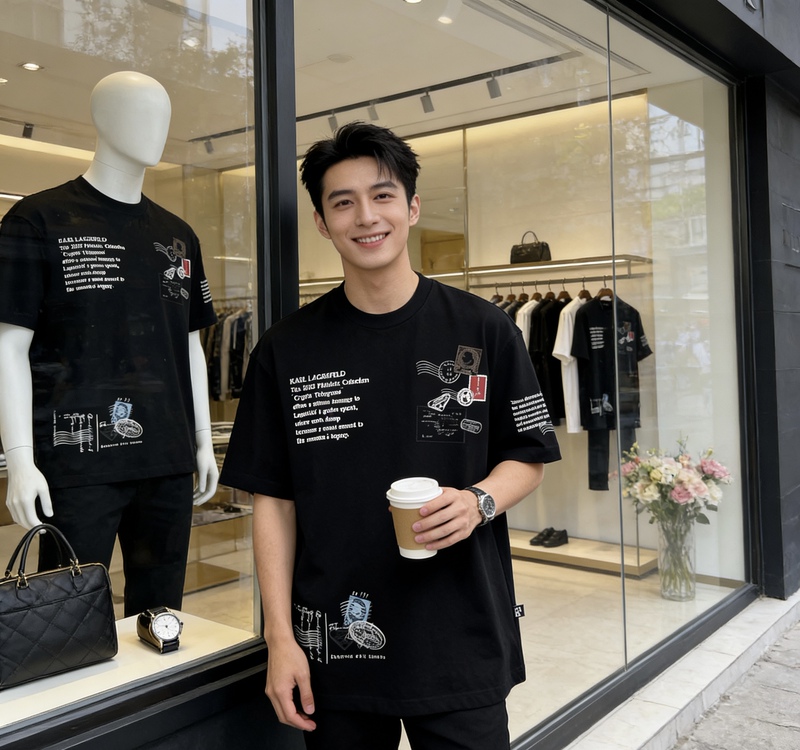 Authentic Karl Lagerfeld 26 Summer Men's Comfortable, Height-Enhancing, Stylish T-Shirt Authentic Karl Lagerfeld 26 Summer Men's Comfortable, Height-Enhancing, Stylish T-Shirt