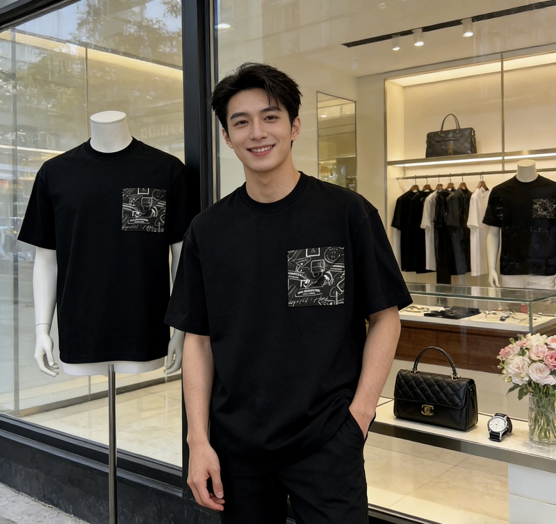Authentic Karl Lagerfeld 26 Summer Men's Comfortable, Height-Enhancing, Easy-To-Match Loose T-Shirt Authentic Karl Lagerfeld 26 Summer Men's Comfortable, Height-Enhancing, Easy-To-Match Loose T-Shirt