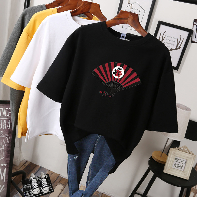 Large number women's clothing in China wind in super fire short sleeve micro - sleeve sister summer dress 200 kg Han edition loose bf half - sleeve T - shirt