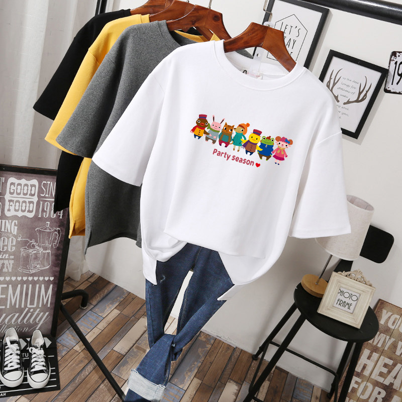 200 pounds of large - yard women's clothing in 2023 new fat mm summer clothes and Han edition loose short - sleeved T - shirt tide