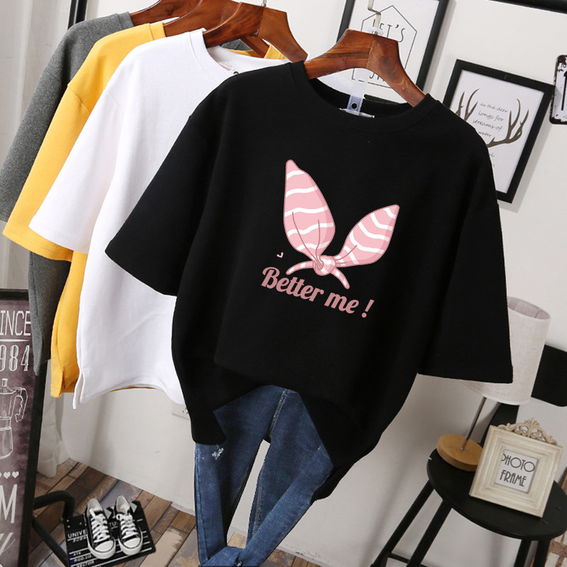 Fat women cover their belly to show thin short-sleeved Western style bottoming shirt fat sister T-shirt half-sleeved large size women's summer dress 2020 new