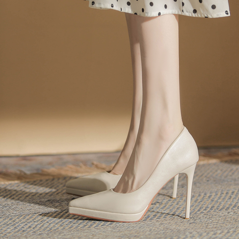 Waterproof Platform High Heels for Women 2026 Spring New Style Cheongsam Model Catwalk Elegant Stiletto Black Pointed Toe Single Shoes for Women
