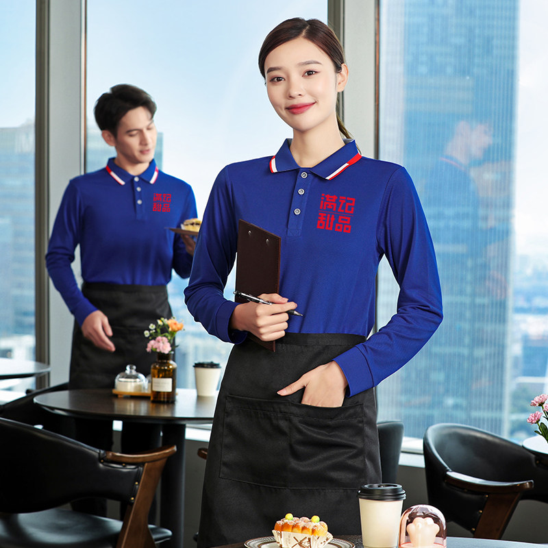 Fall Workwear Long Sleeve Blouse Polo Shirt Petrol Station Employee Turnover T-shirt Overalls Custom Inprint logo Male